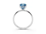 Fancy Blue Princess Cut Diamond Solitaire Engagement Ring Set in Platinum with Prong Setting and Polished Band