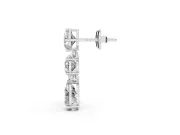 Multi-Shape Lab-Grown Diamond Three Stone Drop Earrings | Cushion Round and Pear | Sterling Silver