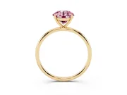 Round Thin Solitaire Engagement Ring Setting for a Fancy Pink Lab-Grown Diamond | Straight Plain Band | Yellow Gold