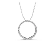 Round Lab-Grown Diamond Wide Eternity Circle Pendant Necklace | Prong Set | White Gold
