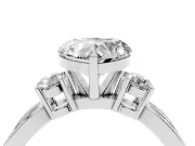 Heart-Shaped Three-Stone Pavé Twist Engagement Ring Setting | Split Shank | White Gold