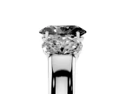 Fancy Black Three-Stone Oval Cut Diamond Ring Set in Platinum with Matching Prong Settings and Plain Band