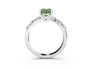 Fancy Green Oval Cut Diamond Solitaire Vine Band Ring Set in Platinum with Round Accents and Prong Setting