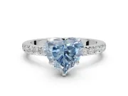 Heart-Shaped Hidden Halo Engagement Ring Setting for a Fancy Blue Lab-Grown Diamond | Pavé Band | Platinum