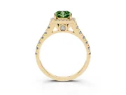 Cushion Cut Accented Halo Engagement Ring Setting for a Fancy Green Lab-Grown Diamond | Yellow Gold