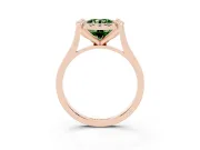 Round Halo Engagement Ring Setting for a Fancy Green Lab-Grown Diamond | Claw Corners | Rose Gold