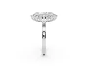Oval Cut Diamond Halo Ring Set in White gold with Milgrain Edge and Round Prong Setting
