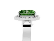 Radiant Cut Halo Engagement Ring Setting for a Fancy Green Lab-Grown Diamond | Pavé Panel Shoulders | Sterling Silver