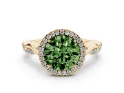 Round Twist Halo Engagement Ring Setting for a Fancy Green Lab-Grown Diamond | Yellow Gold