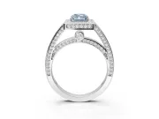 Radiant Cut Sectioned Halo Engagement Ring Setting for a Fancy Blue Lab-Grown Diamond | Platinum