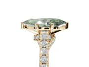 Marquise Pavé Solitaire Engagement Ring Setting for a Fancy Green Lab-Grown Diamond | Crossover Gallery | Yellow Gold
