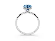 Round Micro-Prong Hidden Halo Engagement Ring Setting for a Fancy Blue Lab-Grown Diamond | Plain Band | Sterling Silver