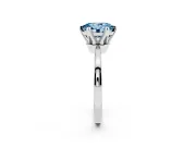 Fancy Blue Oval Cut Diamond Solitaire Engagement Ring Set in Platinum with Slim Tapered Solitaire Band
