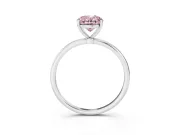 Fancy Pink Oval Cut Diamond Solitaire Engagement Ring Set in Silver with Thin Band and Prong Setting