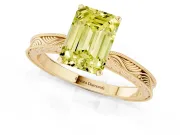 Emerald Cut Engraved Engagement Ring Setting for a Fancy Yellow Lab-Grown Diamond | Yellow Gold