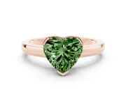 Fancy Green Heart Cut Diamond Solitaire Ring Set in Rose gold with Prong Head and Smooth Polished Band