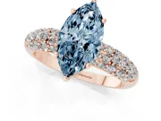 Marquise Multi Row Pave Engagement Ring Setting for a Fancy Blue Lab-Grown Diamond | Rose Gold