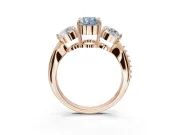 Oval Three Stone Engagement Ring Setting for a Fancy Blue Lab-Grown Diamond | Tapered Pave Band | Rose Gold