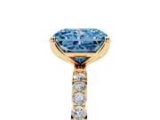 Radiant Cut Pave Solitaire Engagement Ring Setting for a Fancy Blue Lab-Grown Diamond | Slim Band | Yellow Gold