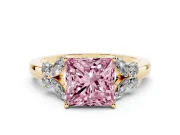 Princess Cut Petal Engagement Ring Setting for a Fancy Pink Lab-Grown Diamond | Yellow Gold