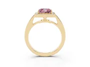 Fancy Pink Princess Cut Diamond Halo Pavé Engagement Ring Set in Yellow gold with Bezel Setting