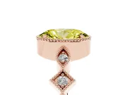 Fancy Yellow Oval Cut Diamond Milgrain Marquise Twist Band Ring Set in Rose gold with Prong Setting