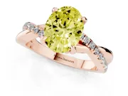 Fancy Yellow Oval Cut Diamond Twist Band Solitaire Set in Rose gold with Pavé Accents and Prong Setting