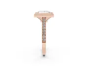 Princess Cut Vintage Milgrain Halo Engagement Ring Setting | Bezel Head | Rose Gold