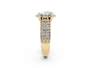 Oval Pavé Engagement Ring Setting | Wide Three-Row Band | Yellow Gold