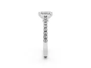 Emerald Cut Pavé Solitaire Engagement Ring Setting | Single Row Shoulders | Platinum