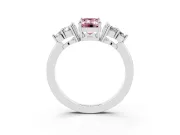 Emerald Cut Cluster Side Stone Engagement Ring Setting for a Fancy Pink Lab-Grown Diamond | Plain Band | Sterling Silver