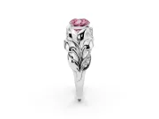 Cushion Cut Leaf Bypass Engagement Ring Setting for a Fancy Pink Lab-Grown Diamond | Sterling Silver