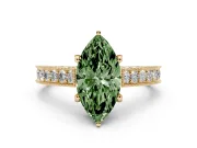 Marquise Hidden Halo Engagement Ring Setting for a Fancy Green Lab-Grown Diamond | Milgrain Pave | Yellow Gold