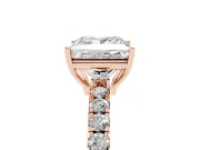 Princess Cut Pave Engagement Ring Setting | Shared Prong Band | Rose Gold