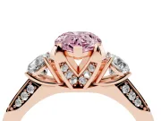 Pear-Shaped Hidden Halo Three Stone Engagement Ring Setting for a Fancy Pink Lab-Grown Diamond | Rose Gold