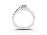 Pear-Shaped Half Bezel Engagement Ring Setting for a Fancy Blue Lab-Grown Diamond | Wide Band | Sterling Silver