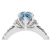Marquise Side Stone Engagement Ring Setting for a Fancy Blue Lab-Grown Diamond | Pave Band | Sterling Silver