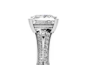 Princess Cut Pave Split Shank Engagement Ring Setting | Double Claw Prongs | Platinum