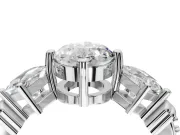 Oval Three Stone Engagement Ring Setting | On-Point Princess Side Stones | White Gold