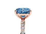 Radiant Cut Pave Solitaire Engagement Ring Setting for a Fancy Blue Lab-Grown Diamond | Pave Shoulders | Rose Gold