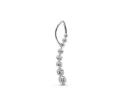 Round Lab-Grown Diamond Graduated Curved Bar Pendant Necklace | Open Wire Bail | Sterling Silver