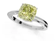 Cushion Cut Bypass Solitaire Engagement Ring Setting for a Fancy Yellow Lab-Grown Diamond | Platinum