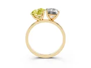 Fancy Yellow Round Cut and Emerald Cut Toi Moi Ring Set in Yellow gold with Prong Setting