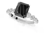 Radiant Cut Graduated Side Stone Engagement Ring Setting for a Black Center | Sterling Silver