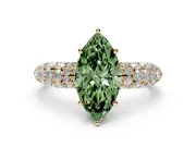 Marquise Multi Row Pave Engagement Ring Setting for a Fancy Green Lab-Grown Diamond | Yellow Gold