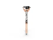 Round Baguette Side Stone Engagement Ring Setting for a Black Center | Rose Gold