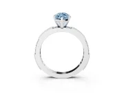 Fancy Blue Marquise Cut Diamond Solitaire Ring Set in White gold with Slim Pavé Band and Prong Setting