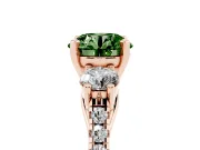 Round Three-Stone Engagement Ring Setting for a Fancy Green Lab-Grown Diamond | Rose Gold