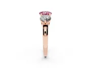 Round Three Stone Engagement Ring Setting for a Fancy Pink Lab-Grown Diamond | Large Round Side Stones | Rose Gold