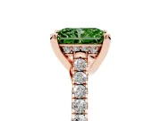 Radiant Cut Hidden Halo Pave Engagement Ring Setting for a Fancy Green Lab-Grown Diamond | Claw Prongs | Rose Gold